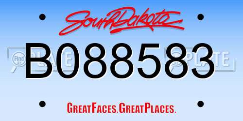 B088583 South Dakota License Plate