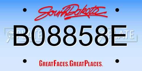 B08858E South Dakota License Plate