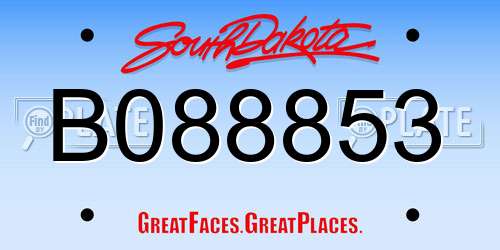B088853 South Dakota License Plate