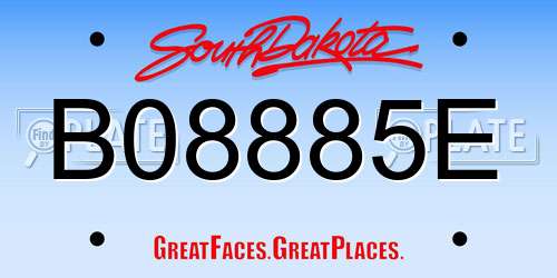 B08885E South Dakota License Plate