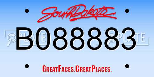 B088883 South Dakota License Plate