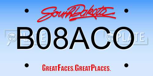 B08ACO South Dakota License Plate
