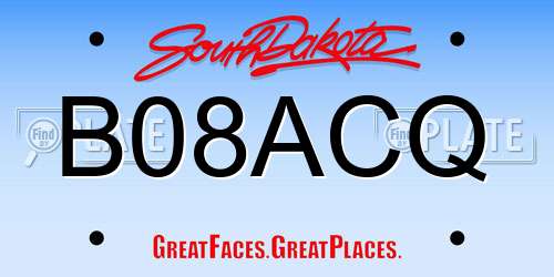 B08ACQ South Dakota License Plate