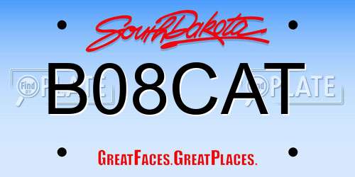 B08CAT South Dakota License Plate