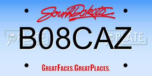 B08CAZ South Dakota License Plate
