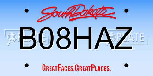 B08HAZ South Dakota License Plate