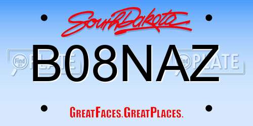 B08NAZ South Dakota License Plate