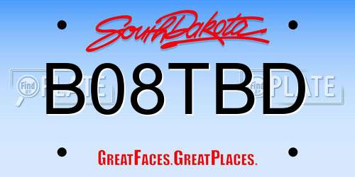 B08TBD South Dakota License Plate