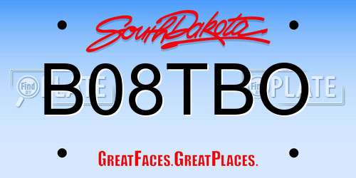 B08TBO South Dakota License Plate
