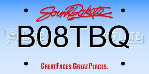 B08TBQ South Dakota License Plate