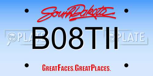 B08TII South Dakota License Plate