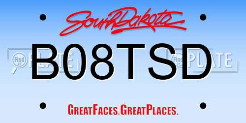 B08TSD South Dakota License Plate