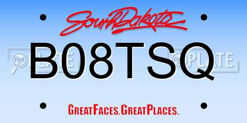 B08TSQ South Dakota License Plate