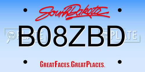 B08ZBD South Dakota License Plate