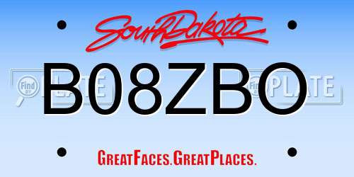 B08ZBO South Dakota License Plate