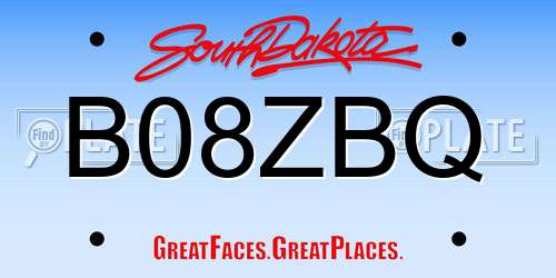 B08ZBQ South Dakota License Plate