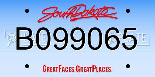 B099065 South Dakota License Plate