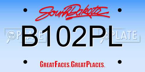 B102PL South Dakota License Plate