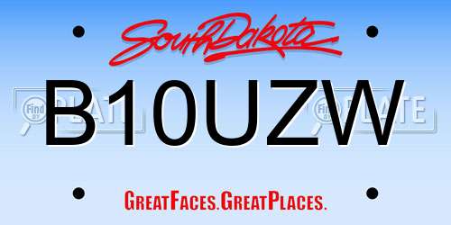 B10UZW South Dakota License Plate