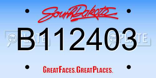 B112403 South Dakota License Plate