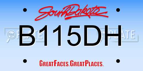 B115DH South Dakota License Plate