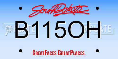 B115OH South Dakota License Plate