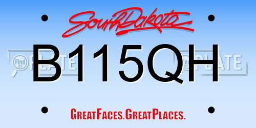 B115QH South Dakota License Plate