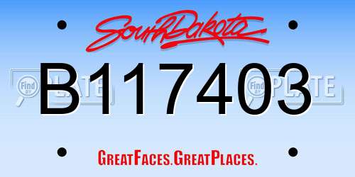 B117403 South Dakota License Plate
