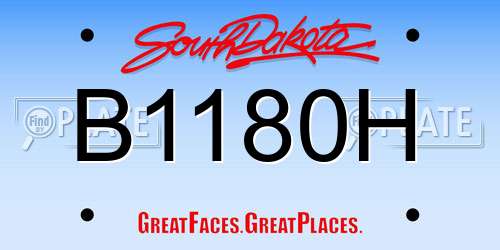 B1180H South Dakota License Plate