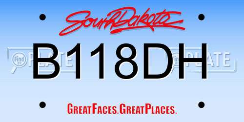B118DH South Dakota License Plate
