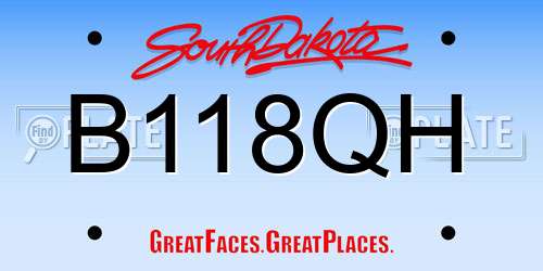 B118QH South Dakota License Plate