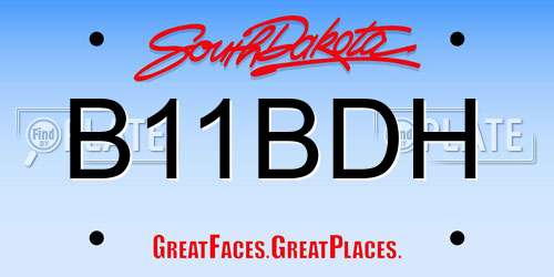 B11BDH South Dakota License Plate