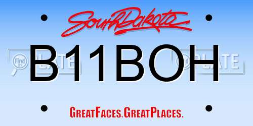 B11BOH South Dakota License Plate