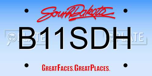B11SDH South Dakota License Plate