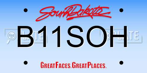 B11SOH South Dakota License Plate