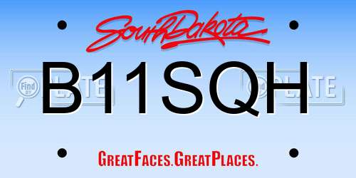 B11SQH South Dakota License Plate