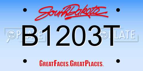 B1203T South Dakota License Plate
