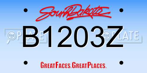 B1203Z South Dakota License Plate