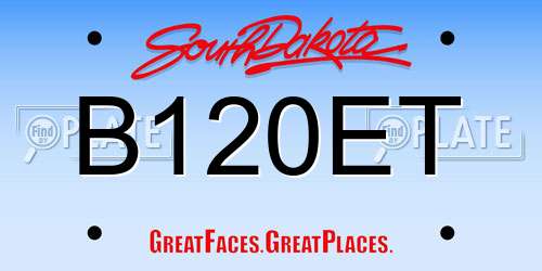B120ET South Dakota License Plate