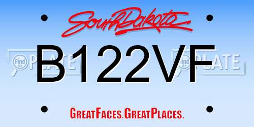 B122VF South Dakota License Plate