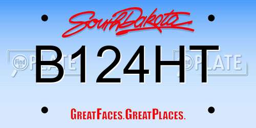 B124HT South Dakota License Plate