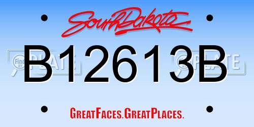 B12613B South Dakota License Plate