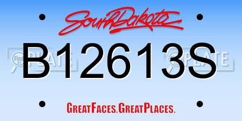 B12613S South Dakota License Plate