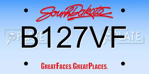 B127VF South Dakota License Plate