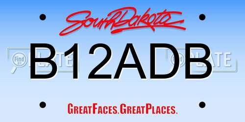 B12ADB South Dakota License Plate
