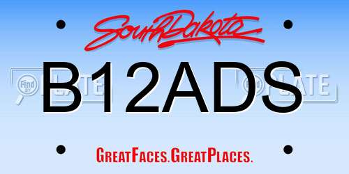 B12ADS South Dakota License Plate