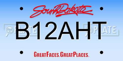 B12AHT South Dakota License Plate