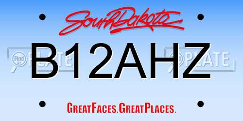 B12AHZ South Dakota License Plate