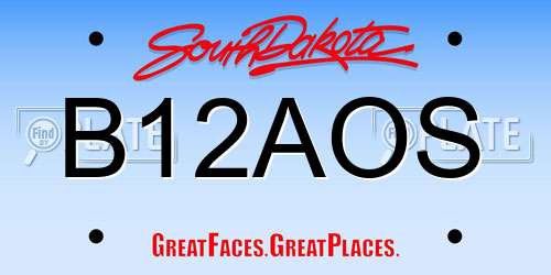 B12AOS South Dakota License Plate