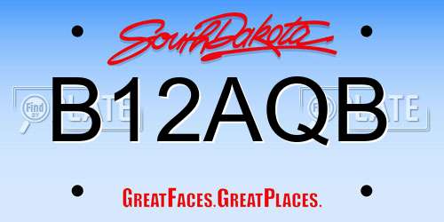 B12AQB South Dakota License Plate